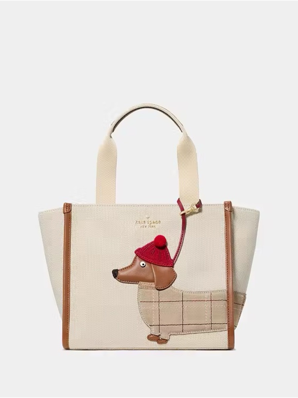 ♠️Kate Spade New York Kip Charlie Dachshund Dog Small Tote Bag, Cashew Milk NWT
